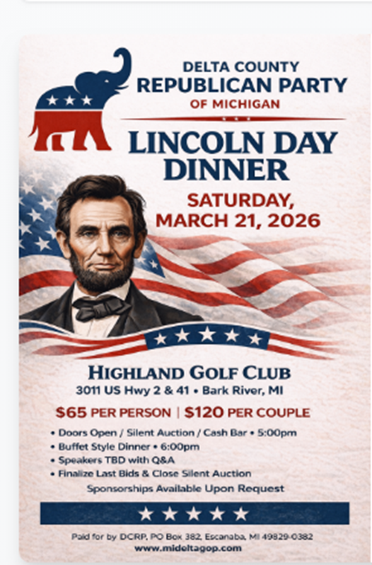 Delta County Republican Party Lincoln Day Dinner Flyer 2026